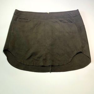 Olivaceous Faux Suede Olive Green Skirt